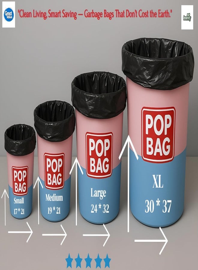 FRESHIFY POPBAG Heavy Duty Garbage Bags By Freshify | 90 Pcs | Large - 24 x 32 Inch | 15 Bags X 6 Rolls | Black | Leak-Proof And Tear-Resistant Dustbin Bags | Home And Office Mutli Purpose Use - Image 2